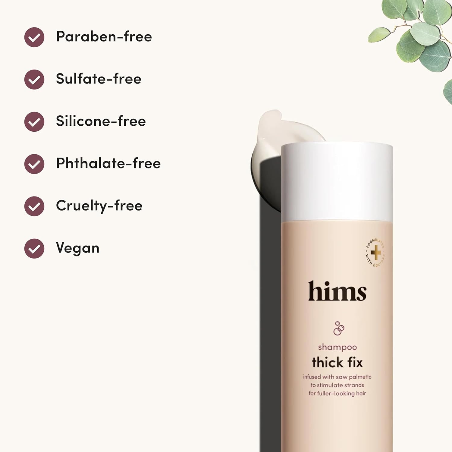hims Thick Fix Shampoo & Conditioner Set - Saw Palmetto for Healthy Hair Growth & Thickening - Scalp Cleansing - Vegan, Sulfate-Free & Cruelty-Free - Eucalyptus Scent, 6.4 fl oz