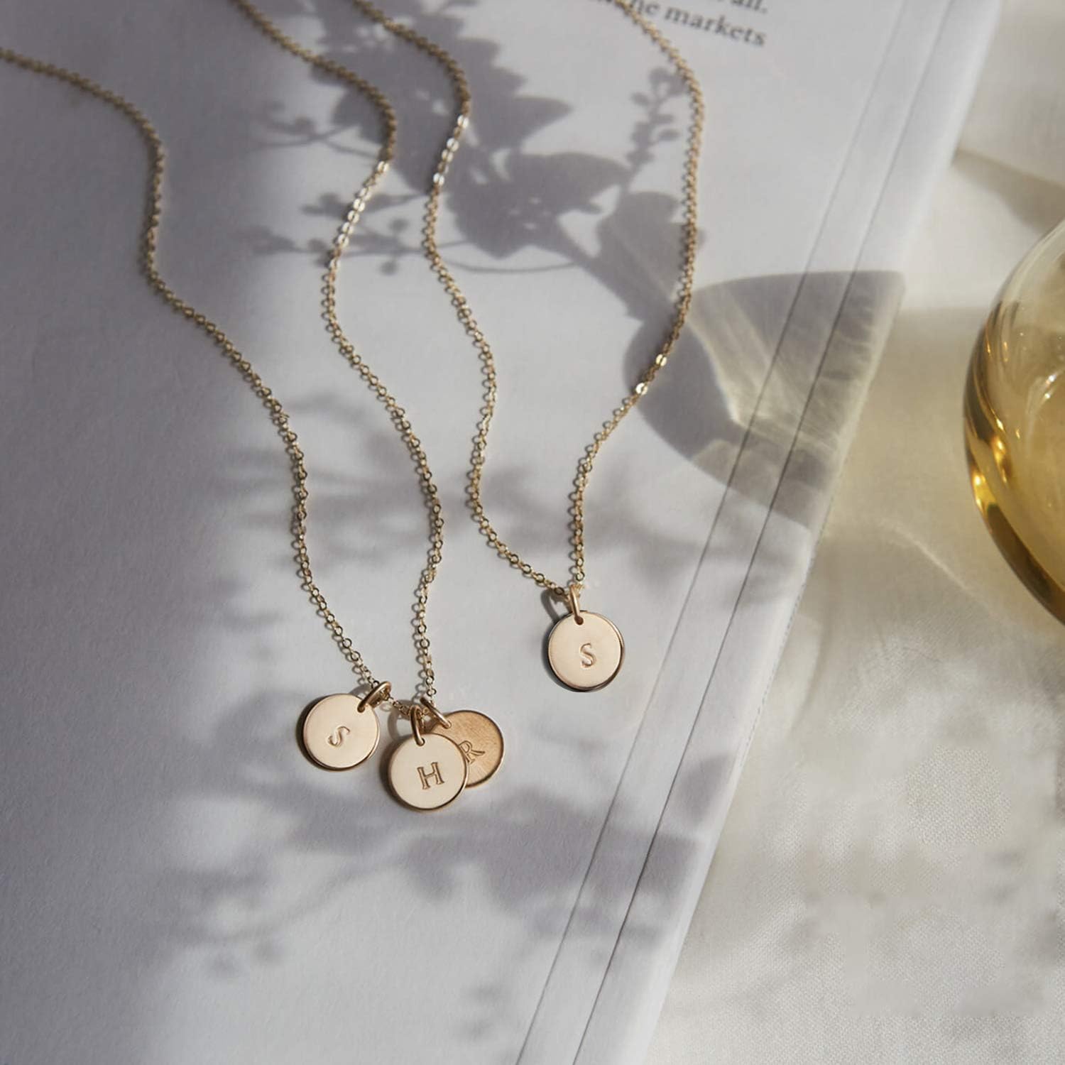 Endless Story Initial Necklaces for Women, Sterling Silver, 14K Gold Filled Custom Dainty Letter Necklace, Initial Necklace, 9mm Disc Pendant, Mom Necklace, Gift for Mom, Daughter, Grandma