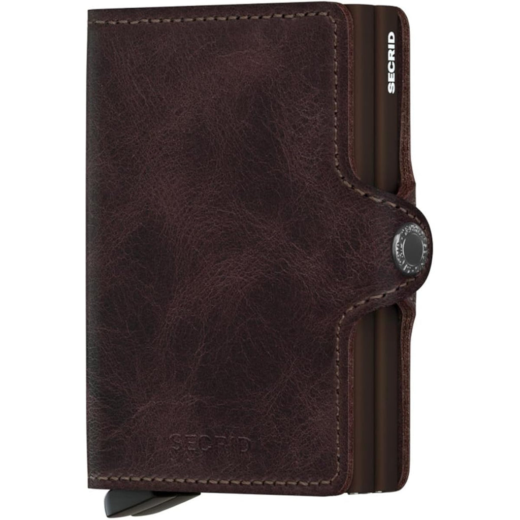 Secrid Twin Wallet, Vintage Chocolate, Genuine Leather With Rfid Protecton, Holds Up To 16 Cards
