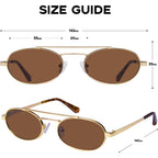 mosanana Trendy Oval Sunglasses for Women Retro Small 90s Metal Style MS52588 C2 Gold/Brown