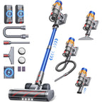 Cordless Vacuum Cleaner With 2 Batteries, 130 Mins/50Kpa/600W Stick Vacuum Cleaners For Home With 3.3Ft Hose, Sofa Brush, Touchscreen Auto-Mode, Wall Mount Charging, Scented, For Floor/Carpet/Pet Hair