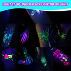 12 PCS Glow Face & Body Paint, Glow in the Blacklight Makeup Neon Face Paint for Halloween Birthday Party