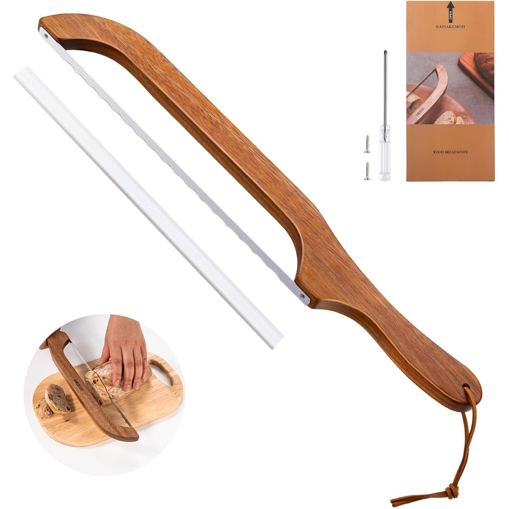 Rapsakemoh Sourdough Bread Knife,Bread Slicer For Homemade, Bread Knife For Homemade Bread Sourdough,Serrated Stainless Blade,Bread Cutter,Sourdough Cutter,Easy Even Slicing&Clean (Walnut Brown)