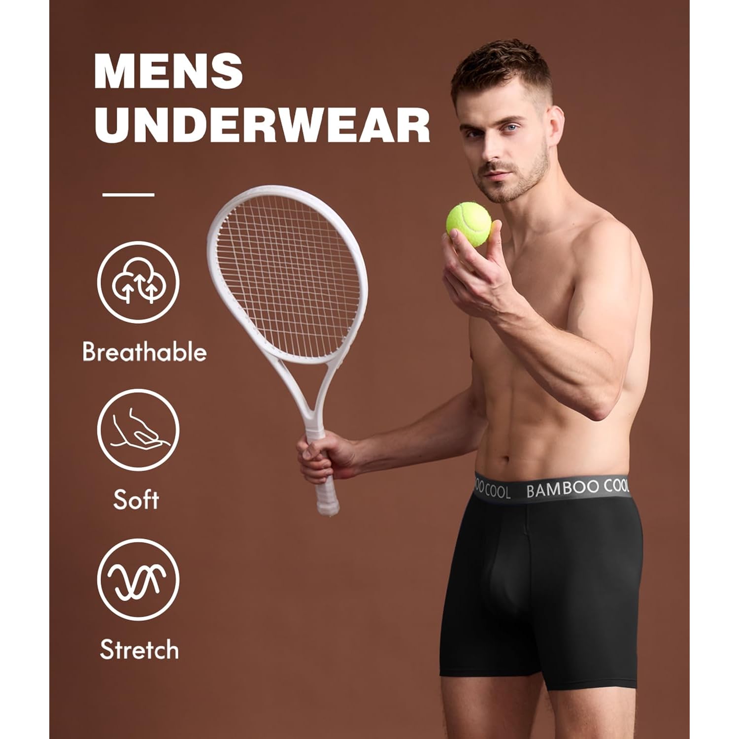 Bamboo Cool Men'S Ultra Comfortsoft Underwear, Moisture Wicking & Breathable No Ride Up Boxer Briefs With Fly, Multipack