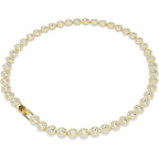 Swarovski UNA Angelic Tennis Necklace, Round Cut, Clear, Gold-Tone Finish