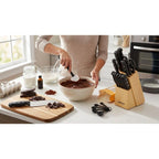 Farberware Knife Block Set 22-Piece Kitchen Knife Set With High-Carbon Stainless Steel Blades, Non-Slip Handles, Chef Knife, Santoku, Steak Knives, Scissors, Sharpening Steel, And Storage Block