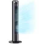 Comfort Zone 32-Inch Oscillating Tower Fan – Ultra-Slim Bladeless Design With 3 Speeds, 90° Wide Oscillation & Built-In Carry Handle – Quiet Portable Standing Fan For Bedroom, Home, Or Office, Black