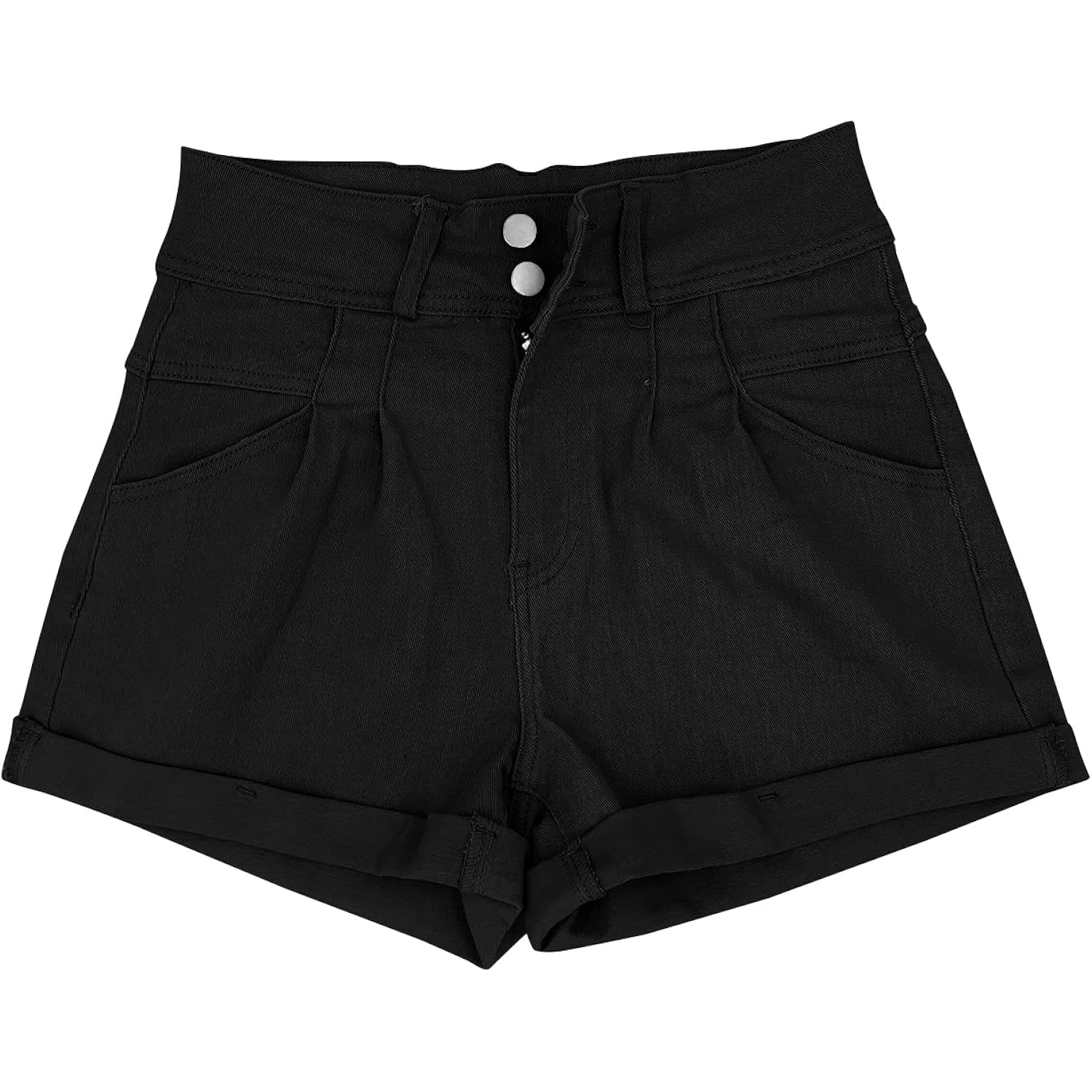 Womens Relaxed Fit Casual High Waist Pocketed Denim Shorts