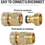 Brass Hose Quick Connect, 3/4 Inch Ght Thread Garden Hose Quick Connector No-Leak Water Hose Quick Connect Fittings Male And Female - 2Packs