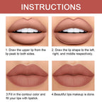 Kaely 2-in-1 Nude Brown Lip Liner & Lipstick Set Kit for Women, Matte Lips Kit with Lip Liner Lip Stains Long Lasting Waterproof 24 Hour Lipstick and Lip Liners Combo Lipliners Pencil Set 12