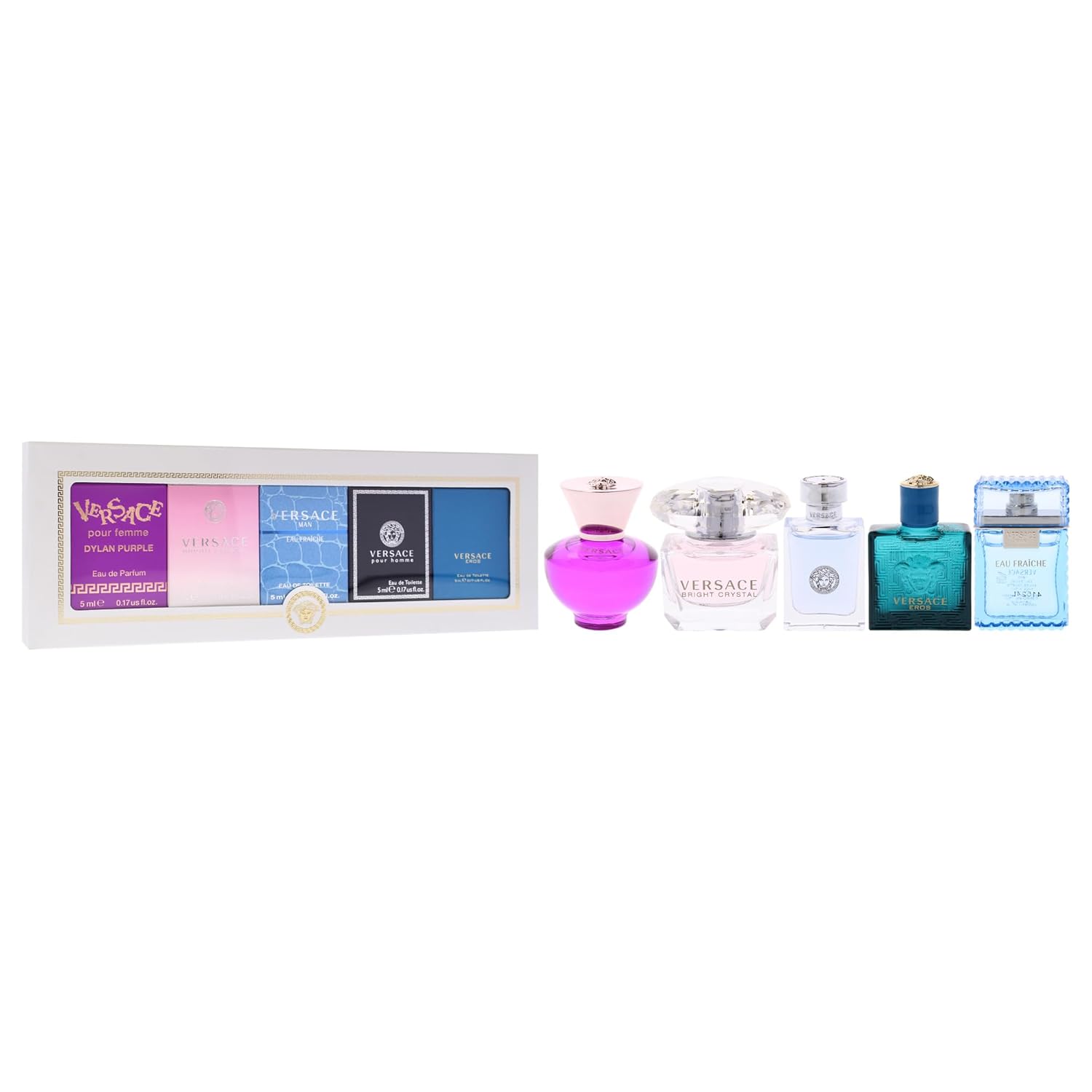Versace Perfume Collection - Eros, Bright Crystal, Dylan Blue & More 5 Piece Set