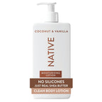 Native Body Lotion, Coconut & Vanilla, 48-Hour Hydration For Dry & Sensitive Skin, Made With Plant-Based Moisturizers Like Shea Butter, Silicone & Paraben Free, 16.5 Fl Oz
