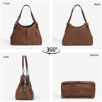 Vintage Hobo Handbag For Women, Soft Leather Shoulder Bag, Slouchy Crescent Purse With Large Capacity Everyday Tote