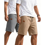 Poplee Mens Casual Shorts Cotton Drawstring Summer Beach Shorts Stretch Twill Chino Golf Shorts With Pockets