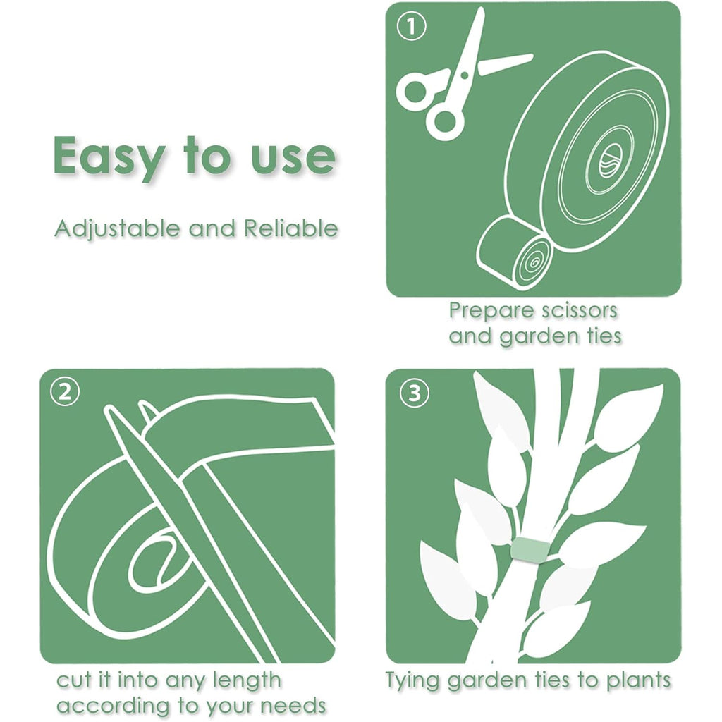 Garden Tie Green Tape, Plant Supports, Gentle On Plants (16.4Ft × 0.6 Inch, 1 Roll, Green)