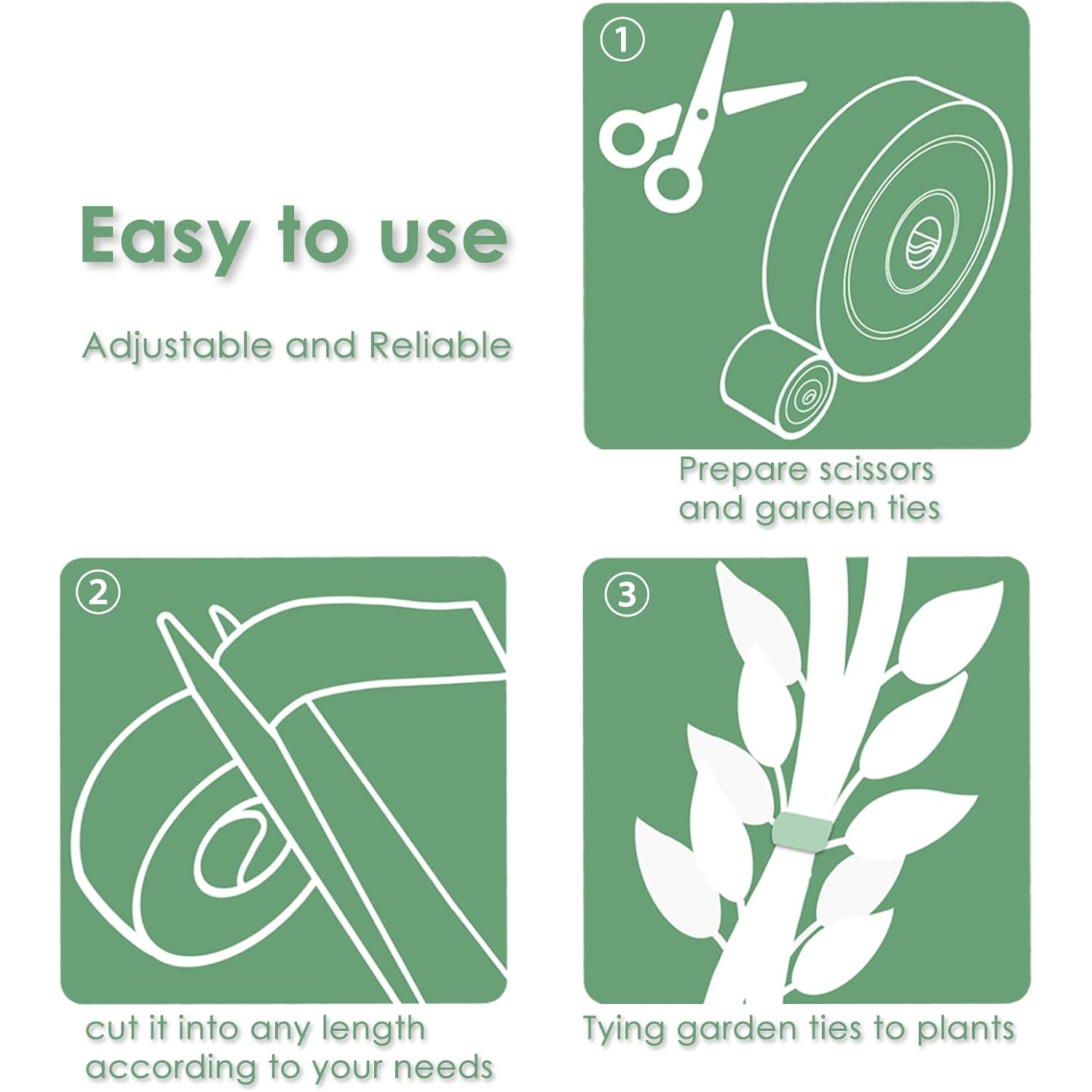 Garden Tie Green Tape, Plant Supports, Gentle On Plants (16.4Ft × 0.6 Inch, 1 Roll, Green)