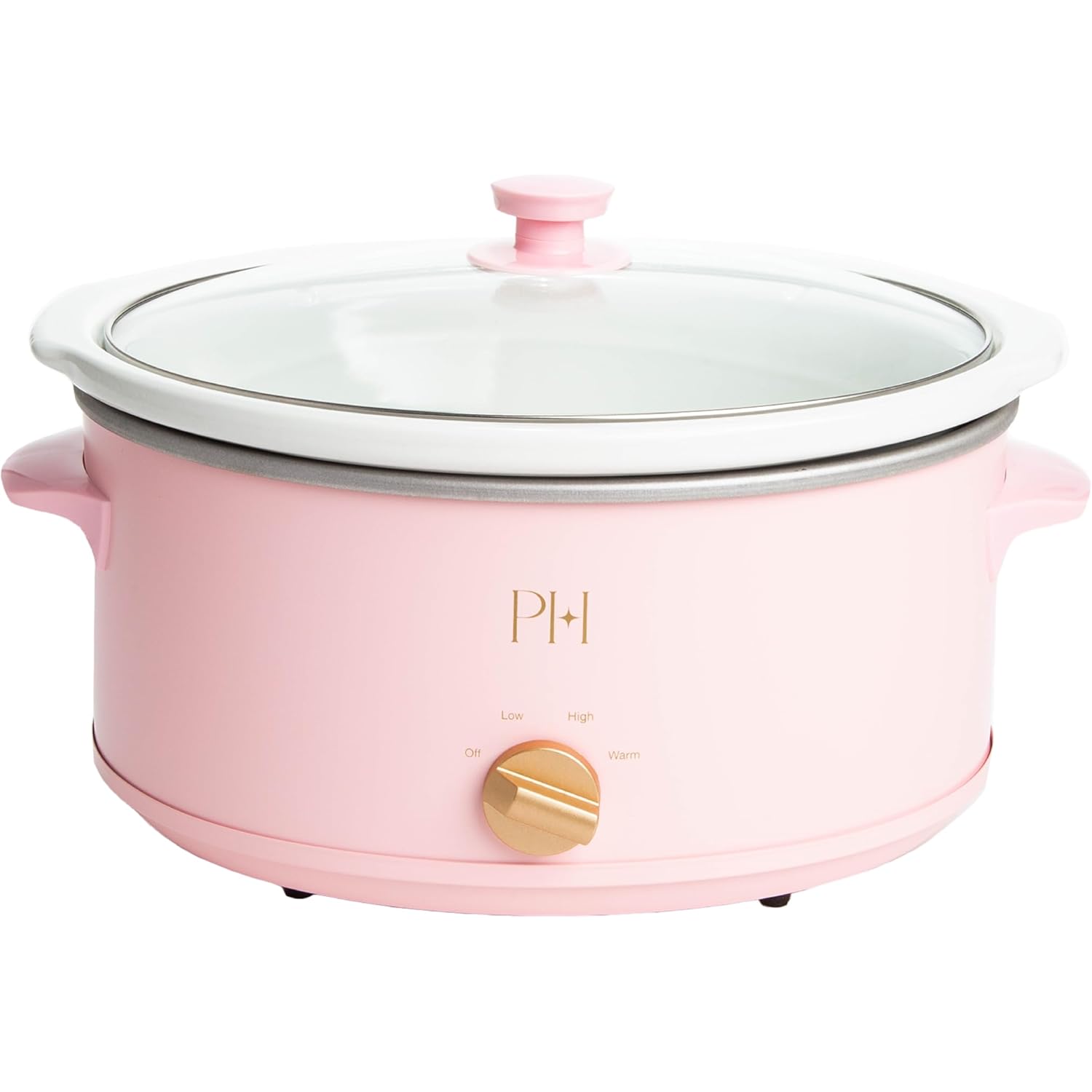 Paris Hilton 6-Quart Manual Slow Cooker, Features Three Settings (Low, High, Warm), Naturally Nonstick and Dishwasher Safe Stoneware Insert, Family Sized Capacity, Pink