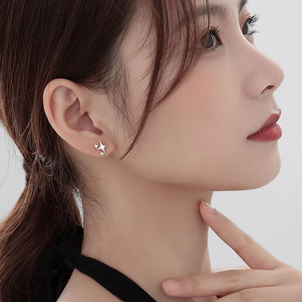 Sterling Silver Post Star Stud Earrings for Women Teen Girls Gifts Trendy Hypoallergenic Small Post Pierced Studs Earrings Jewelry