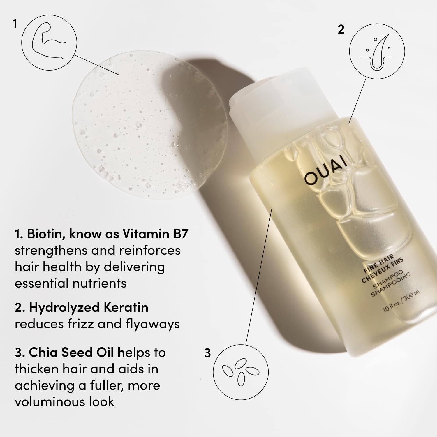 OUAI Fine Shampoo and Conditioner Set - Sulfate Free Shampoo and Conditioner for Women & Men - Made with Keratin, Marshmallow Root, Shea Butter & Avocado Oil - Free of Parabens & Phthalates (10 Fl Oz)