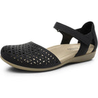Rihero Summer Casual Closed Toe Sandals Women Comfortable Footbed Arch Support Flat Sandals With Adjustable Strap