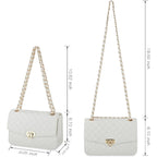 Gm Likkie Quilted Shoulder Bag For Women, Medium Flap Crossbody Handbag With Chain Strap, Soft Vegan Leather Clutch Purse