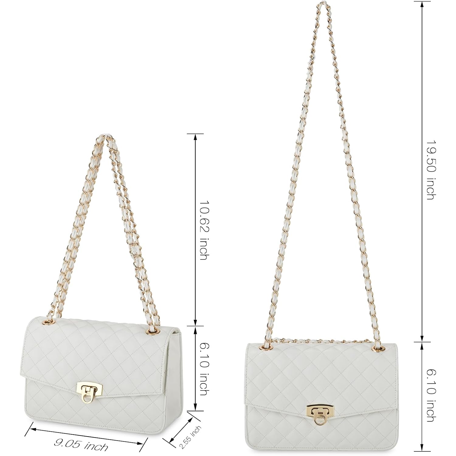 Gm Likkie Quilted Shoulder Bag For Women, Medium Flap Crossbody Handbag With Chain Strap, Soft Vegan Leather Clutch Purse