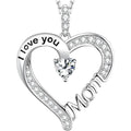 Mothers Day Jewelry Birthday Gifts for Mom I Love You Mom Necklace Wife May Birthstones Emerald Ruby Pearl and More Stones Jewelry for Women 925 Sterling Silver Heart Pendant Necklace