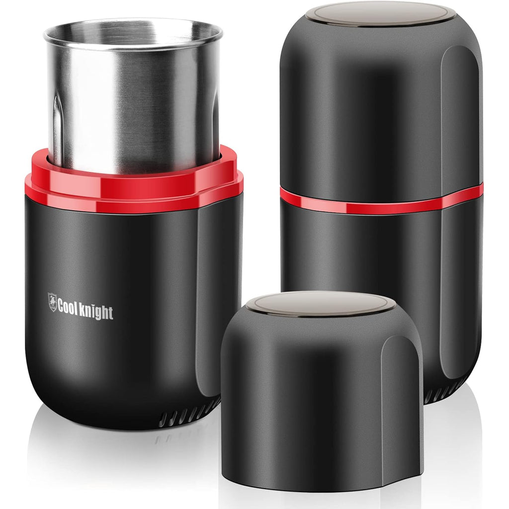 Cool Knight Herb Grinder [Large Capacity/Fast/Electric ]-Spice Herb Coffee Grinder With Pollen Catcher/- 7.5" (Black)