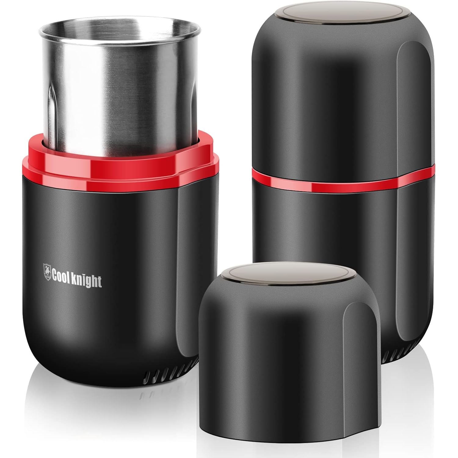 Cool Knight Herb Grinder [Large Capacity/Fast/Electric ]-Spice Herb Coffee Grinder With Pollen Catcher/- 7.5" (Black)