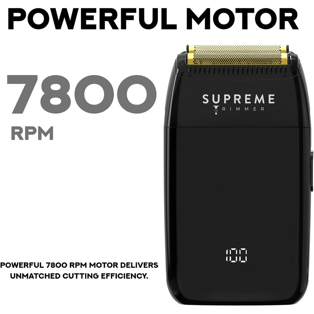 Supreme Trimmer Crunch Lite STF600 | Professional Double Foil Shaver for Men | Cordless & Corded, 60 Min Runtime, Hidden LED Display | Barber Face & Head Finishing Razor