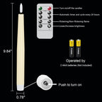 Genswin Flameless Taper Candles Led Battery Operated Remote Timer Ivory | Candle Sticks, Real Wax, Led Candlesticks, Christmas Wedding Party Home Decor, 3 Pack, 0.78 X 9.84 In