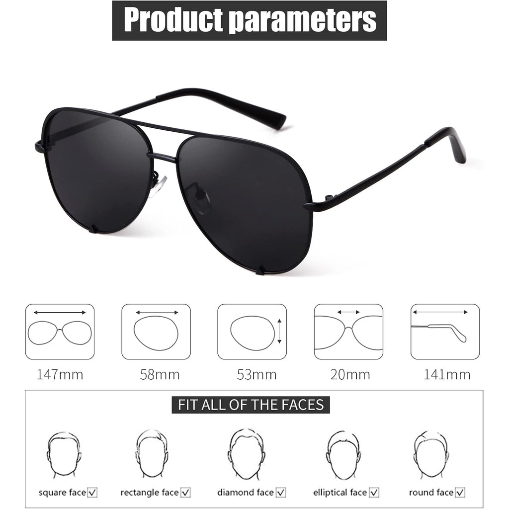 SORVINO Oversized Aviator Sunglasses for Women Men Trendy Retro Bulk Shade Black Faded Sun Glasses Classic UV Protection