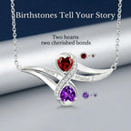 Gem Stone King 925 Sterling Silver Customized and Personalized Engraved Gemstone Birthstone 2 Heart Shape Pendant Necklace Promise Love Jewelry For Women with 18 Inch Silver Chain