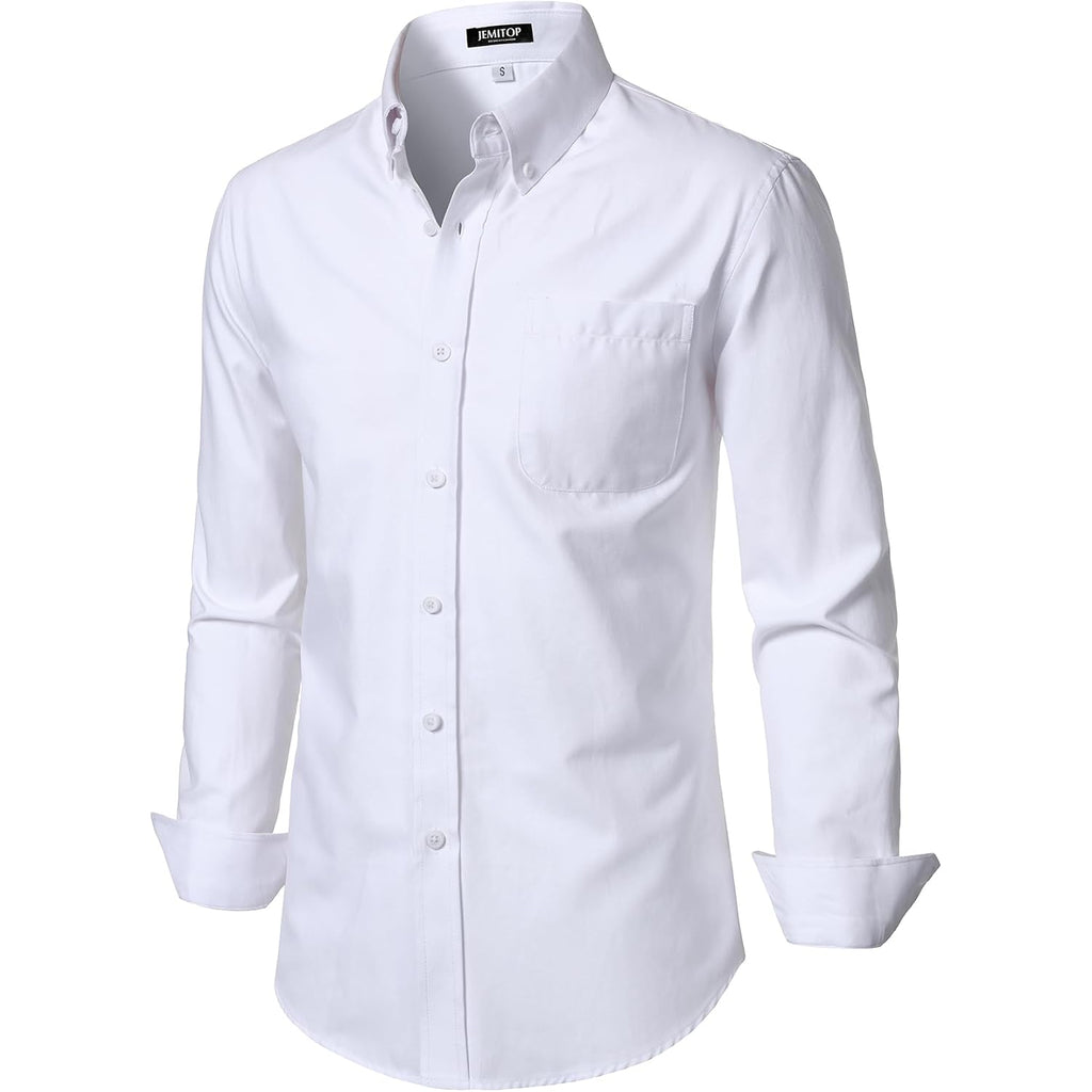 Jemitop Men'S Classic Lightweight Oxford Button Down Collar Shirts Business Casual Long Sleeve Dress Shirt With Pocket