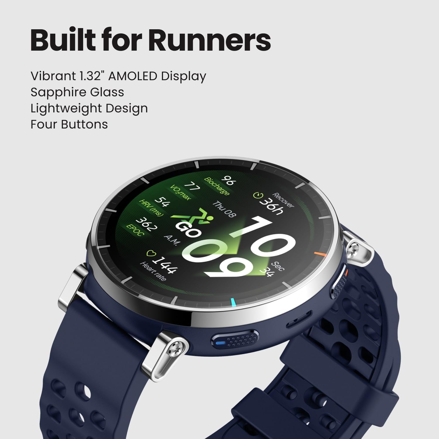 Amazfit Active 3 Premium Gps Running Smart Watch, 1.32" Amoled Sapphire Display, 12-Day Battery, 4Gb Storage, Offline Maps, 170+ Workout Modes, 5 Atm, Heart Rate & Fitness Tracker For Android & Iphone