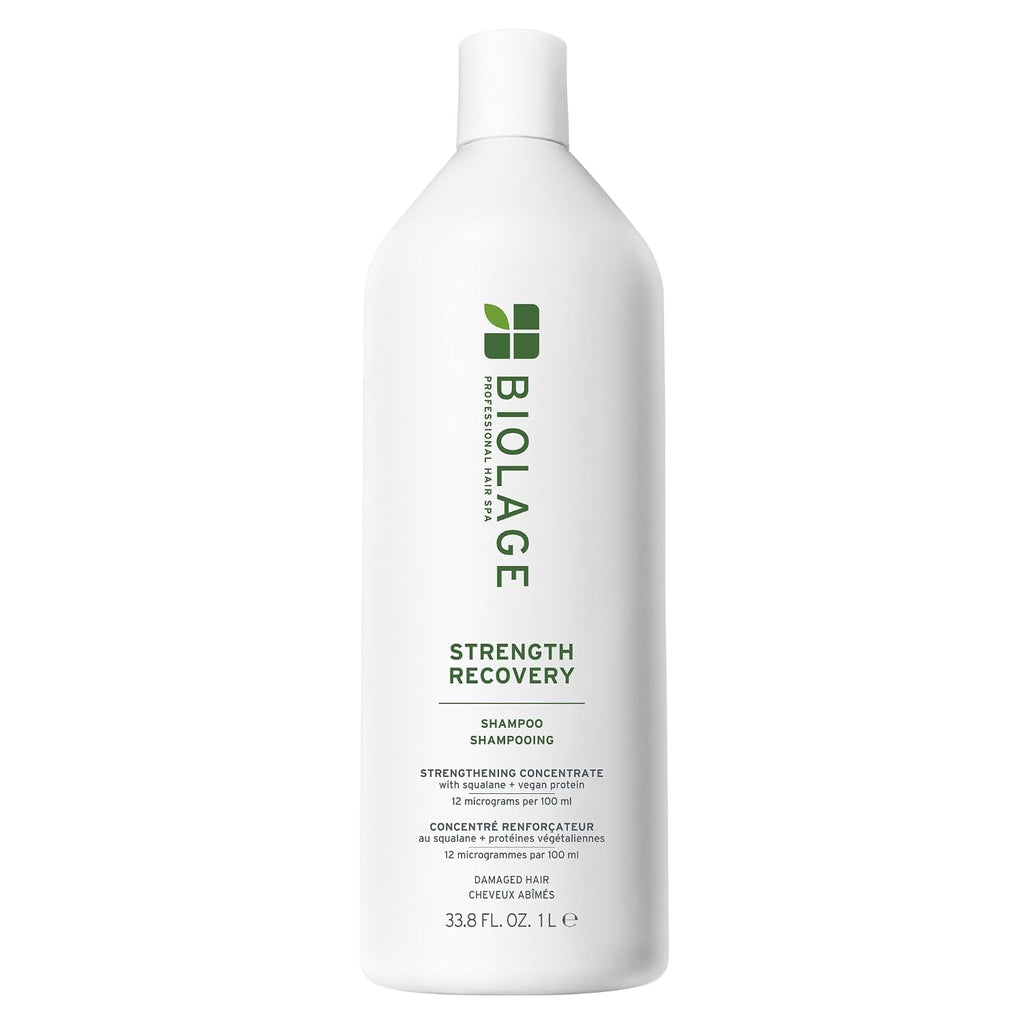 Biolage Strength Recovery Shampoo - Reduces Breakage & Detangles, Instantly Strengthens And Moisturizes, For Damaged Hair, With Olive Squalane & Vegan Proteins, Paraben & Mineral Oil-Free