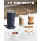 SIMPLETASTE Milk Frother, 4-in-1 Electric Milk Frother and Steamer, Automatic Warm and Cold Foam Maker and Milk Warmer for Latte, Cappuccinos, Dark Blue