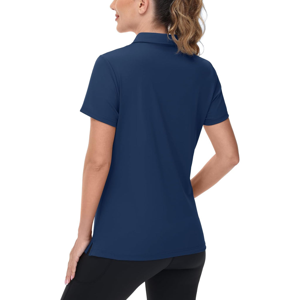 Women's V-Neck Polo Shirts UPF 50+ Short Sleeve Sun Protection Quick Dry Golf Polos Collared Shirt