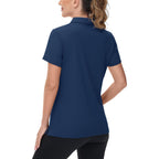 Women's V-Neck Polo Shirts UPF 50+ Short Sleeve Sun Protection Quick Dry Golf Polos Collared Shirt