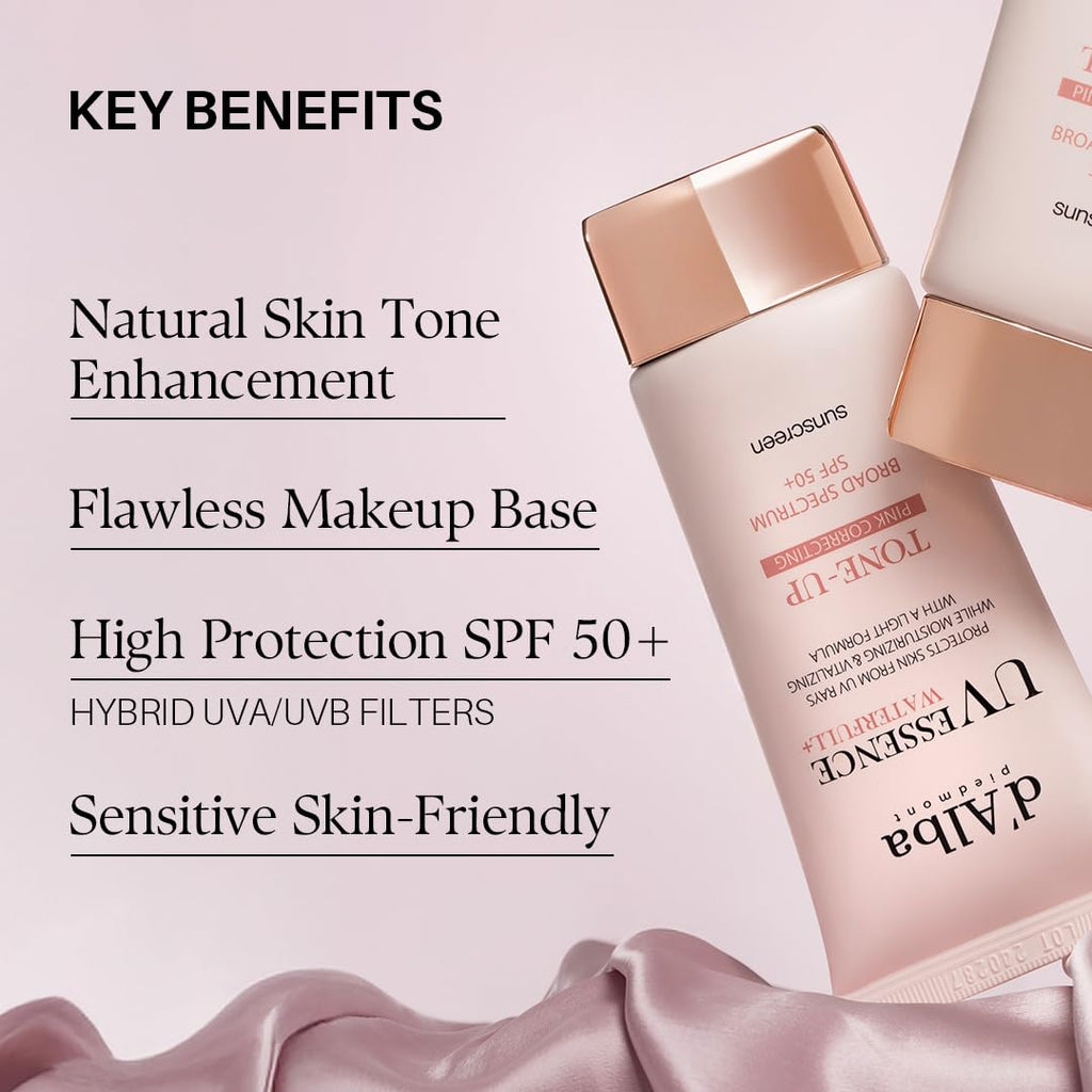 D'Alba Piedmont Waterfull Tone-Up Sunscreen Serum Broad Spectrum Spf 50 + Korean Sunscreen For Face, All Skin Tones (1.69 Fl.Oz.)