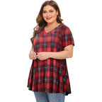 Womens Plus Size Tops Short Sleeve Button Down Basic Tunics Summer Swing T Shirts Casual V Neck Blouses for Leggings