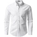 Lucmatton Men'S Lightweight Oxford Long Sleeve Button Down Shirt Business Casual Slim Fit Dress Shirts With Pocket