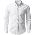 Lucmatton Men'S Lightweight Oxford Long Sleeve Button Down Shirt Business Casual Slim Fit Dress Shirts With Pocket
