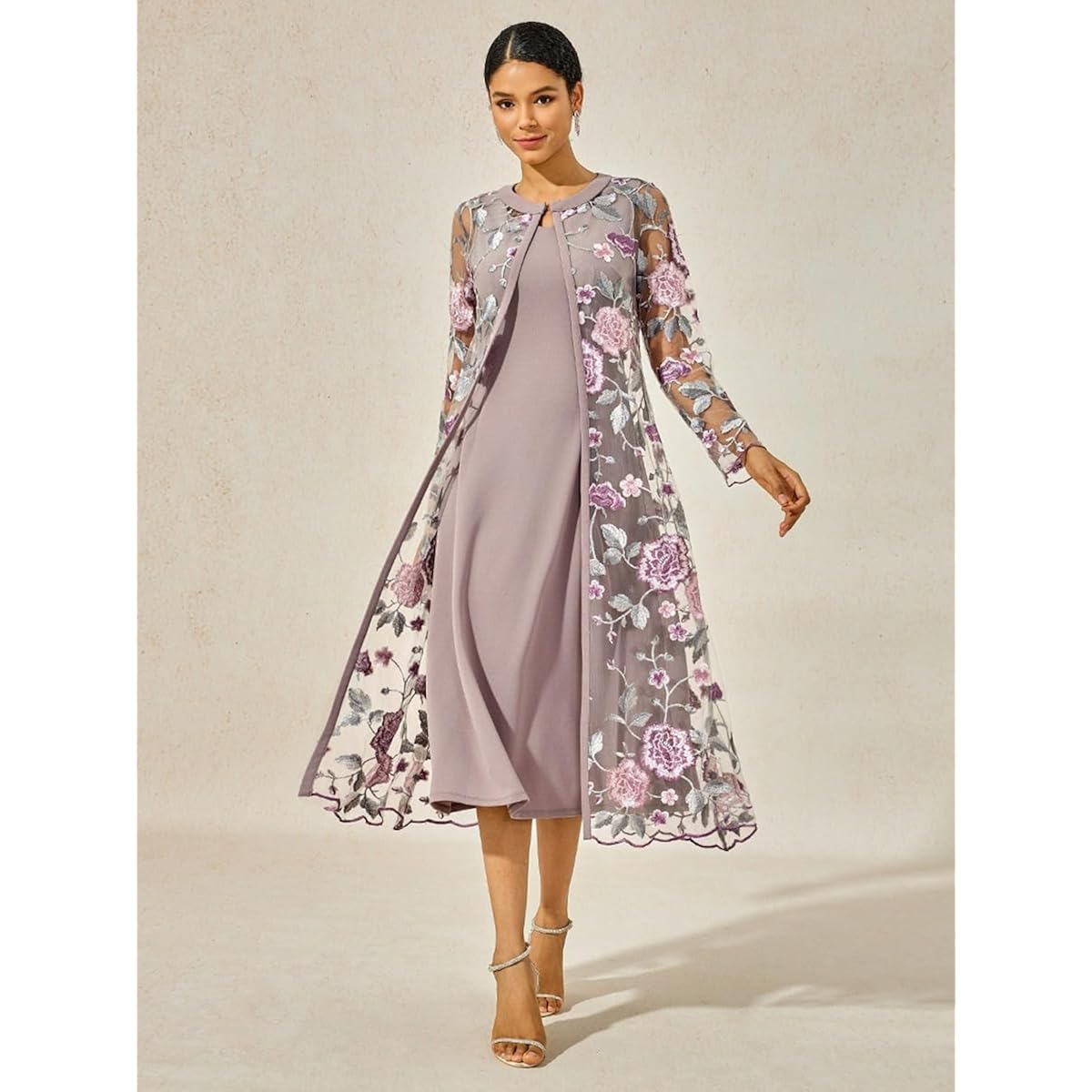 Women'S Maxi Dresses 2 Piece Outfit Wedding Guest Cocktail Tea Party Dress Ruffle Lace Floral Casual Formal Evening Dress