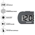 Sharp Digital Alarm Clock – Tactile Plastic Case With Soft Rubberized Finish - Battery Operated – Blue Backlight On Demand – Ascending Alarm – Easy To Use – Charcoal Black