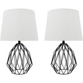 Aspen Creative 40158-12, Two Pack Set – 22" High Transitional Metal Wire Table Lamp, Matte Black Finish And Empire Shaped Lamp Shade In Cream, 12 1/2" Wide