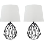 Aspen Creative 40158-12, Two Pack Set – 22" High Transitional Metal Wire Table Lamp, Matte Black Finish And Empire Shaped Lamp Shade In Cream, 12 1/2" Wide