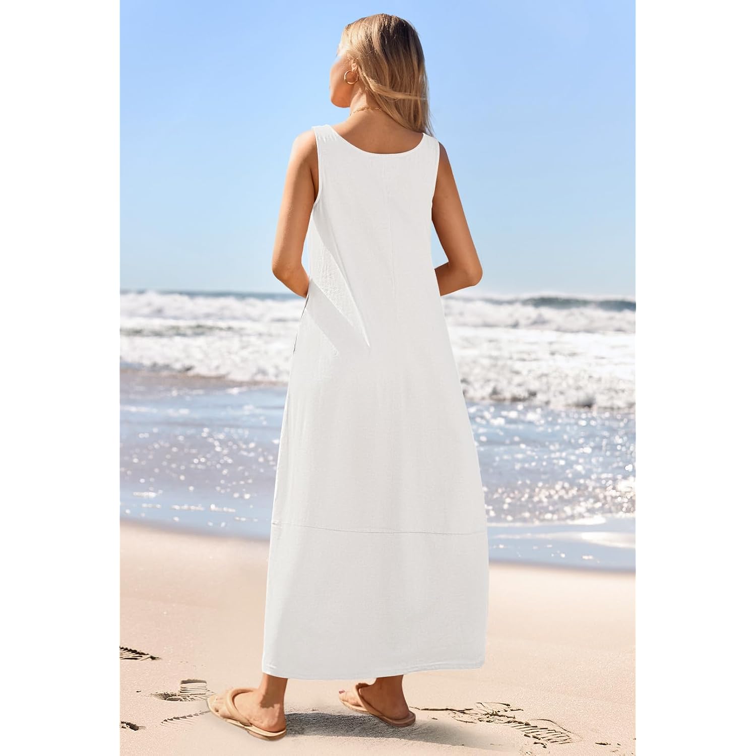Merokeety Women'S Boho Maxi Sundress 2026 Summer Beach Dress Scoop Neck Sleeveless Loose Tank Dress