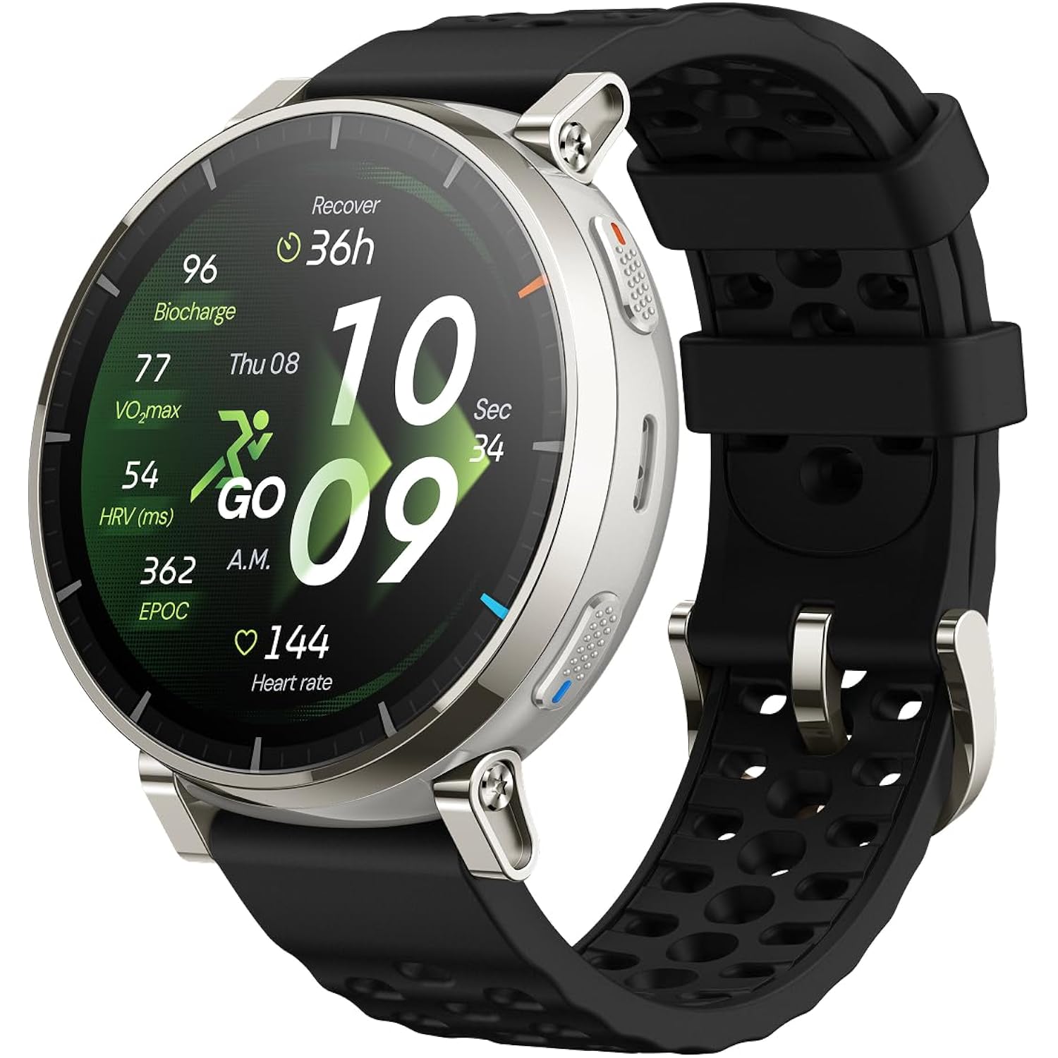 Amazfit Active 3 Premium Gps Running Smart Watch, 1.32" Amoled Sapphire Display, 12-Day Battery, 4Gb Storage, Offline Maps, 170+ Workout Modes, 5 Atm, Heart Rate & Fitness Tracker For Android & Iphone