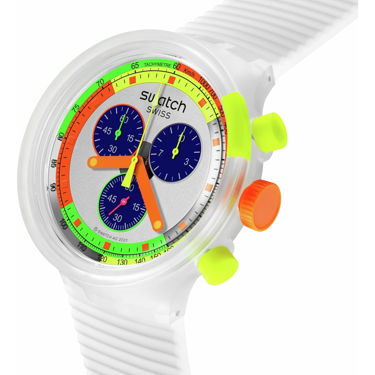Swatch Big Bold Chrono Unisex Watch Casual Polymer Transparent Quartz Waterproof